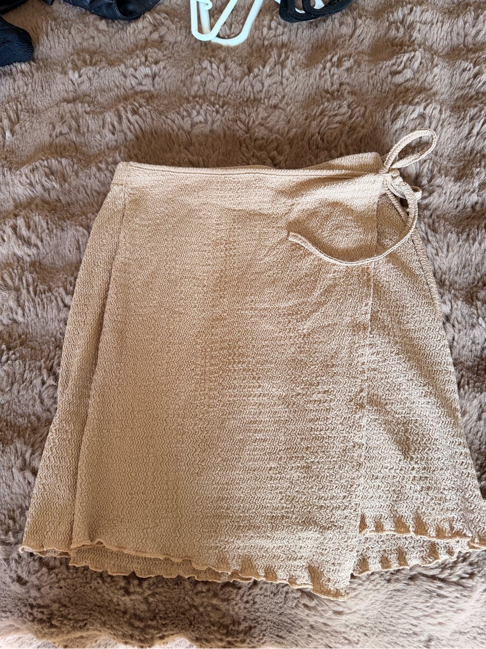 SHEIN 2 skirts - Beige and black Knit Wrap Mini Skirt with Tie (cover up bikini)